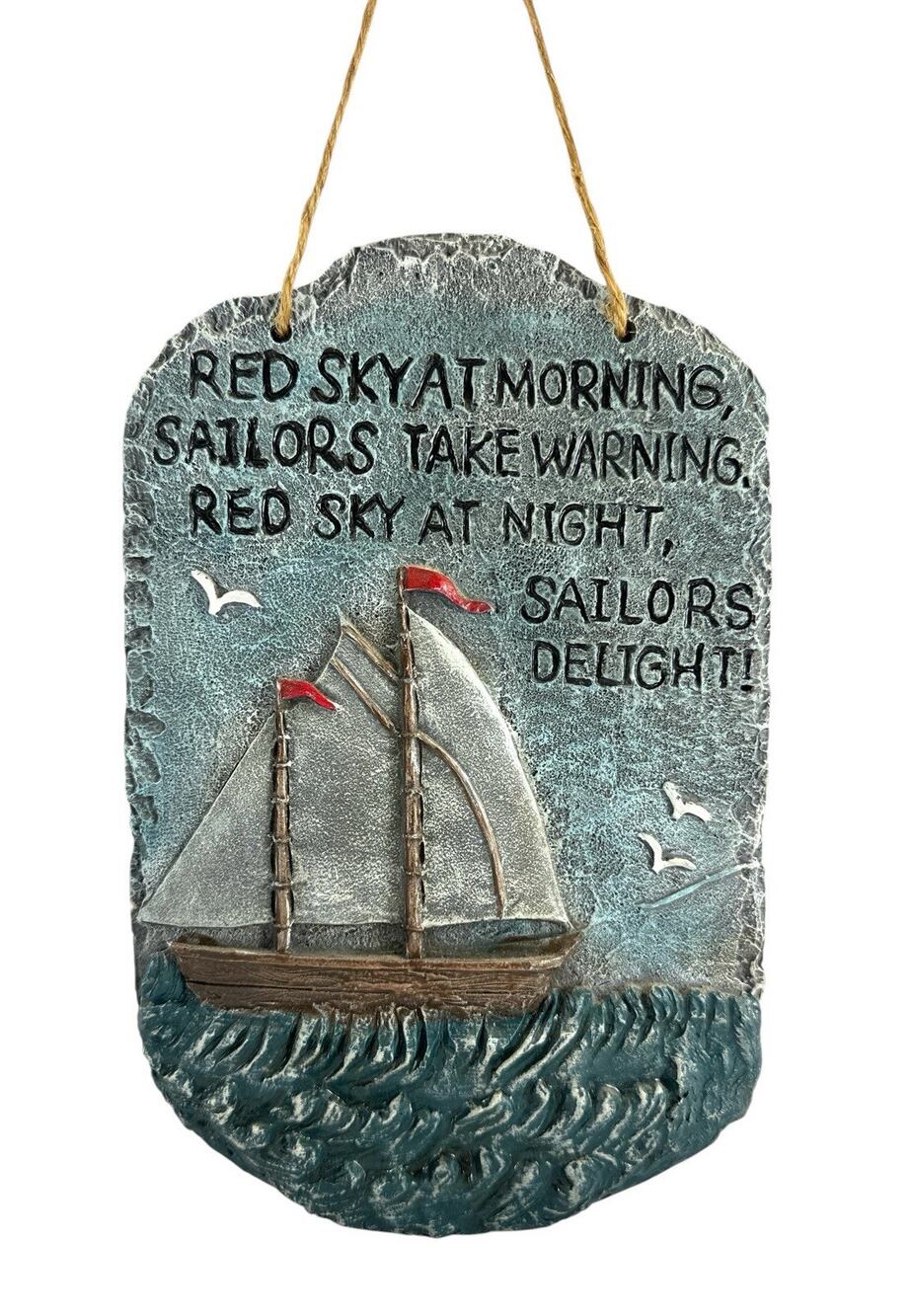 Beachcombers 2002 Sailboat Wall Plaque Red Sky Sailors Nautical Decor 10”